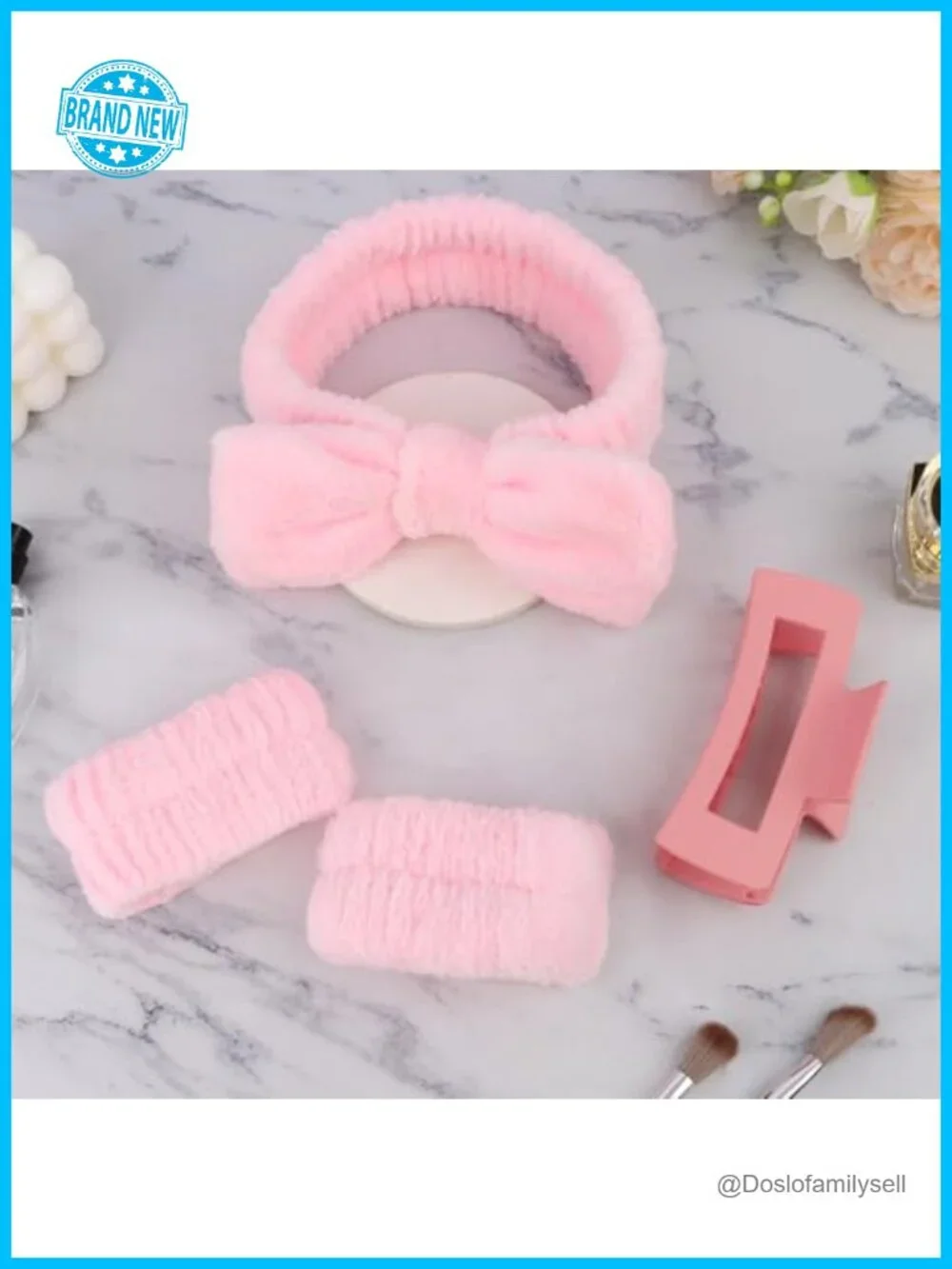 Spa Headband and Wristband Set with Hair Claw Clips Facial Headbands for